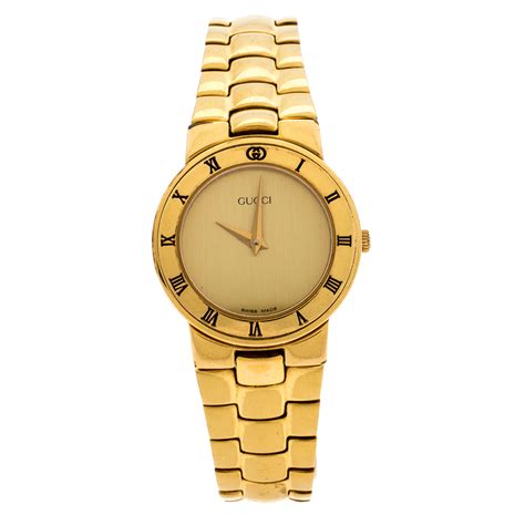 gucci gold slim watch|Gucci watch gold detailing.